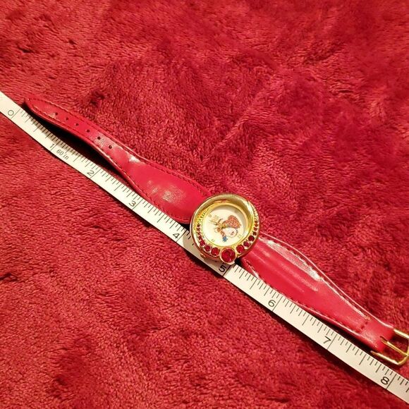 Santa Claus Christmas Rubies Red‎ Crystals Leather Band Gold Tone Sparkle Watch - Picture 9 of 10